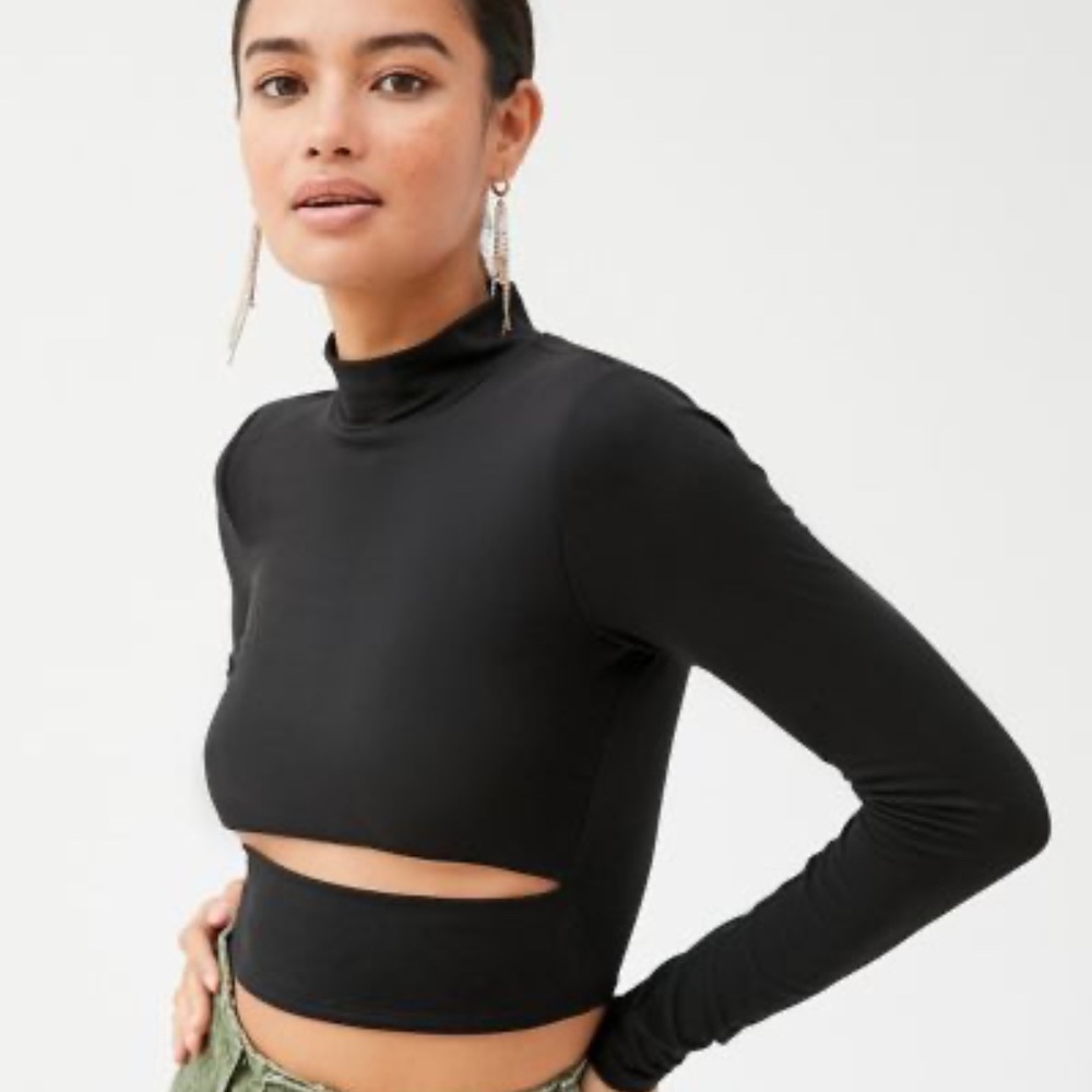 UO Maxine Cutout Mock Neck Top XS